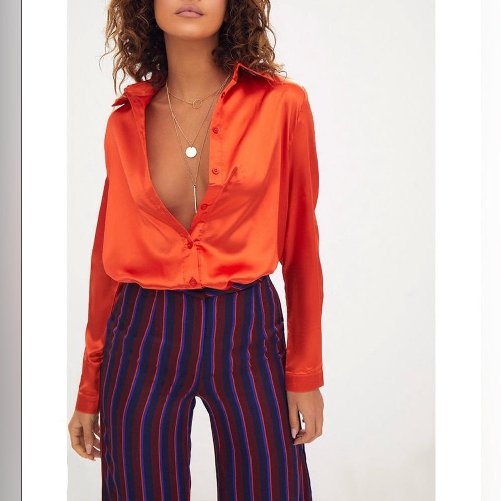 Zara satin button up blouse